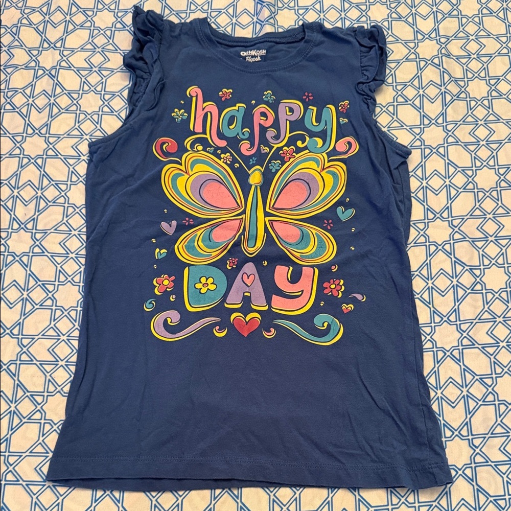 OshKosh B'gosh Navy Tank Top with Colorful Butterfly "Happy Day" Graphic